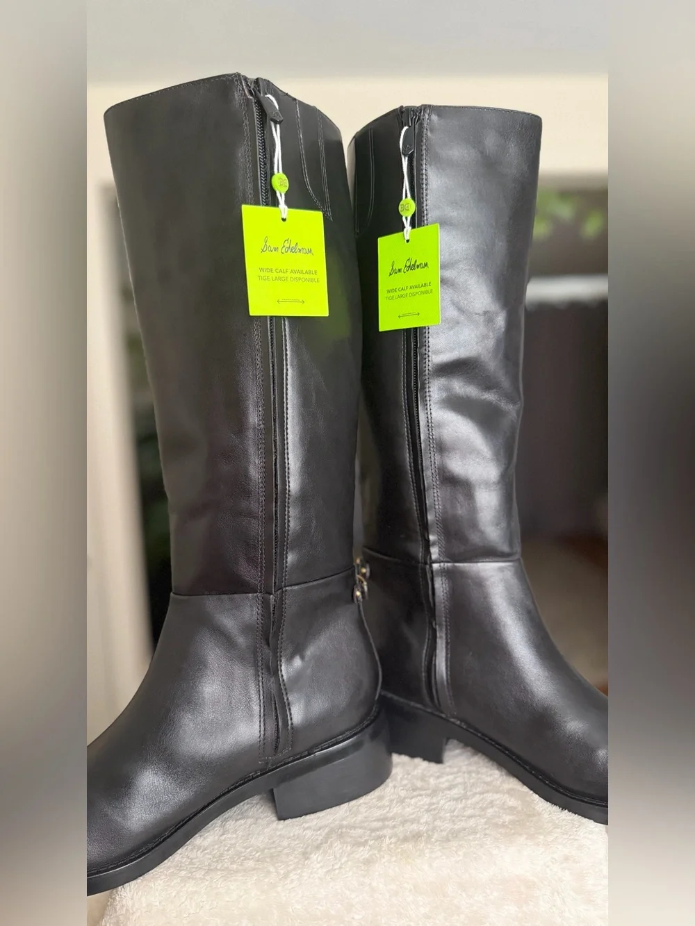 NEW Sam Edelman Milla Black Leather Knee High Boots 10M 41 Wide Calf